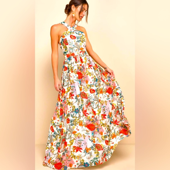 Lulu's Floral Maxi Dress - Multicolor - Picture 1 of 5